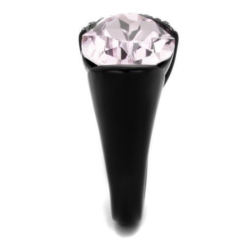 Womens Light Black Ring Anillo Para Mujer Girls 316L Stainless Steel Ring with Top Grade Crystal in Light Amethyst Aaria - Jewelry Store by Erik Rayo