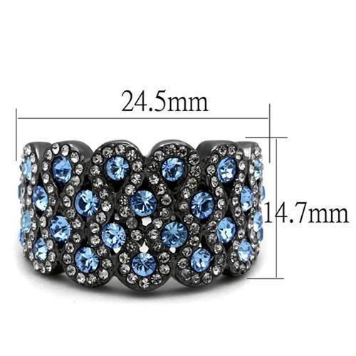 Womens Light Black Ring Anillo Para Mujer Girls 316L Stainless Steel Ring with Top Grade Crystal in Light Sapphire Rayna - Jewelry Store by Erik Rayo