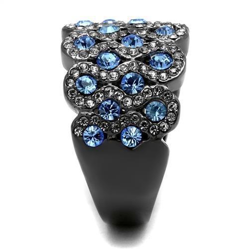 Womens Light Black Ring Anillo Para Mujer Girls 316L Stainless Steel Ring with Top Grade Crystal in Light Sapphire Rayna - Jewelry Store by Erik Rayo