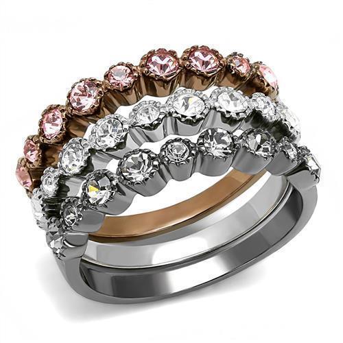 Womens Light Black Ring Anillo Para Mujer Girls 316L Stainless Steel Ring with Top Grade Crystal in Multi Color Sena - Jewelry Store by Erik Rayo