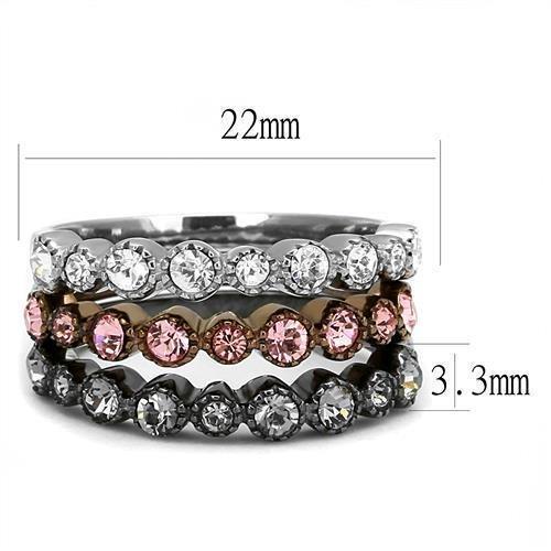 Womens Light Black Ring Anillo Para Mujer Girls 316L Stainless Steel Ring with Top Grade Crystal in Multi Color Sena - Jewelry Store by Erik Rayo