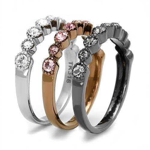 Womens Light Black Ring Anillo Para Mujer Girls 316L Stainless Steel Ring with Top Grade Crystal in Multi Color Sena - Jewelry Store by Erik Rayo