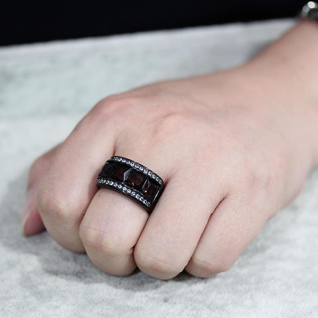 Womens Light Black Ring Anillo Para Mujer Stainless Steel Ring in Brown Celia - Jewelry Store by Erik Rayo