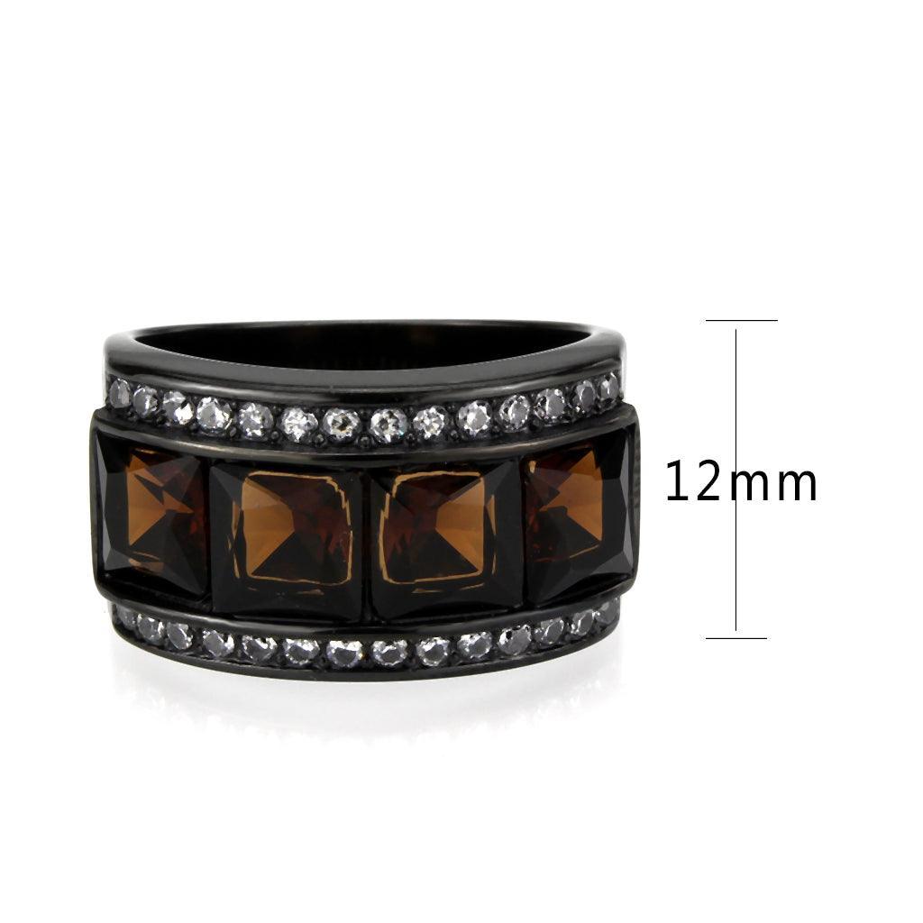 Womens Light Black Ring Anillo Para Mujer Stainless Steel Ring in Brown Celia - Jewelry Store by Erik Rayo