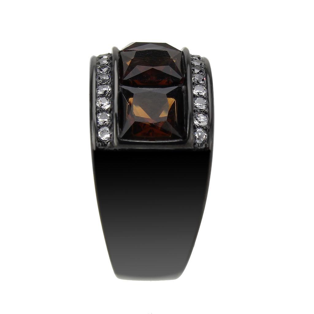 Womens Light Black Ring Anillo Para Mujer Stainless Steel Ring in Brown Celia - Jewelry Store by Erik Rayo
