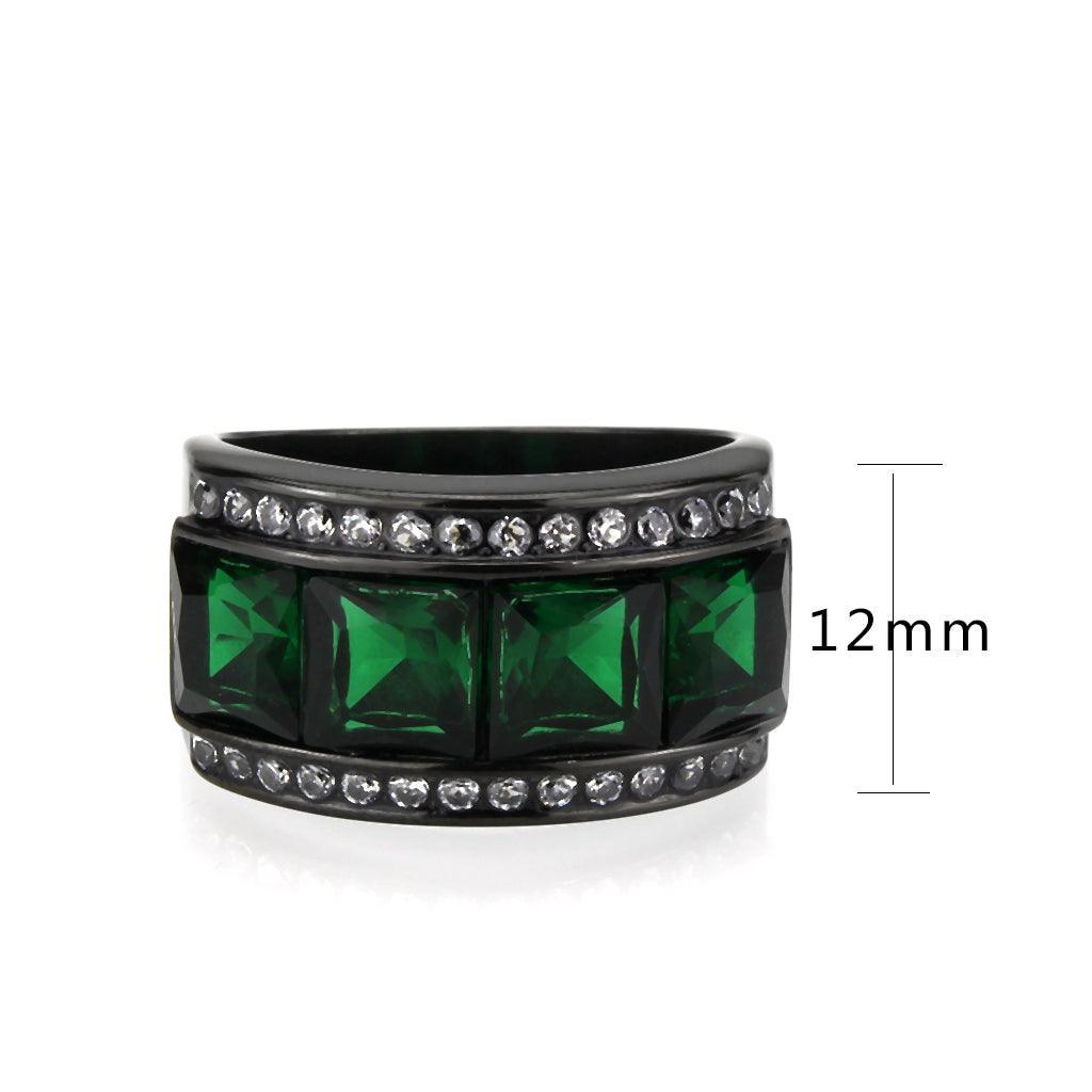 Womens Light Black Ring Anillo Para Mujer Stainless Steel Ring in Emerald Clara - Jewelry Store by Erik Rayo