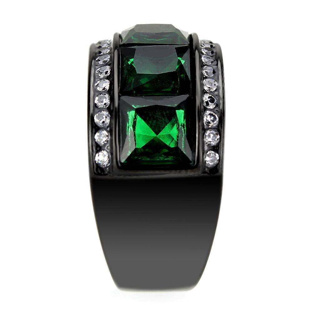 Womens Light Black Ring Anillo Para Mujer Stainless Steel Ring in Emerald Clara - Jewelry Store by Erik Rayo