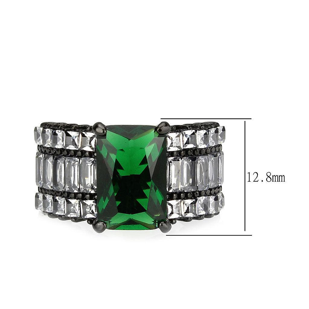 Womens Light Black Ring Anillo Para Mujer Stainless Steel Ring in Emerald Dency - Jewelry Store by Erik Rayo