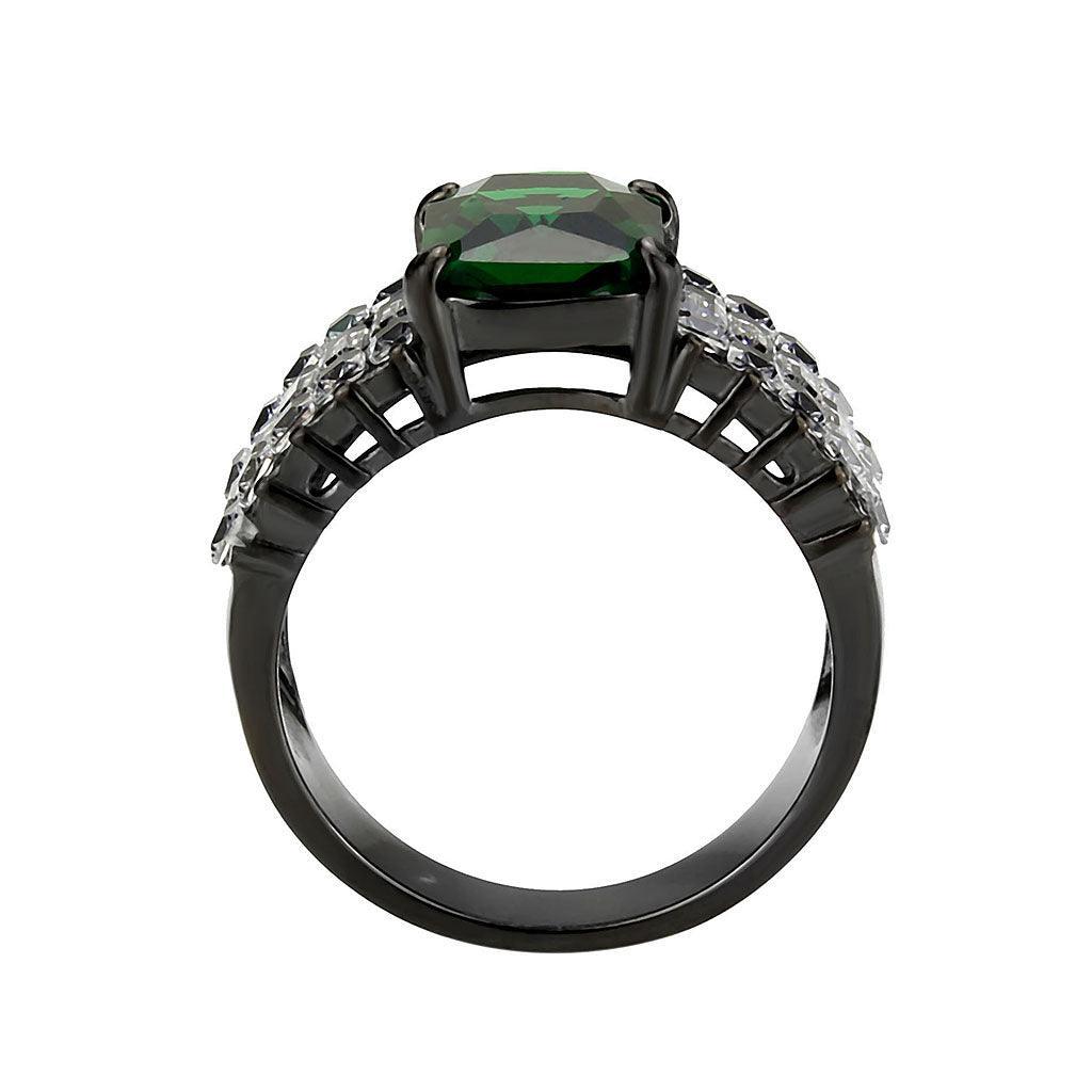 Womens Light Black Ring Anillo Para Mujer Stainless Steel Ring in Emerald Dency - Jewelry Store by Erik Rayo