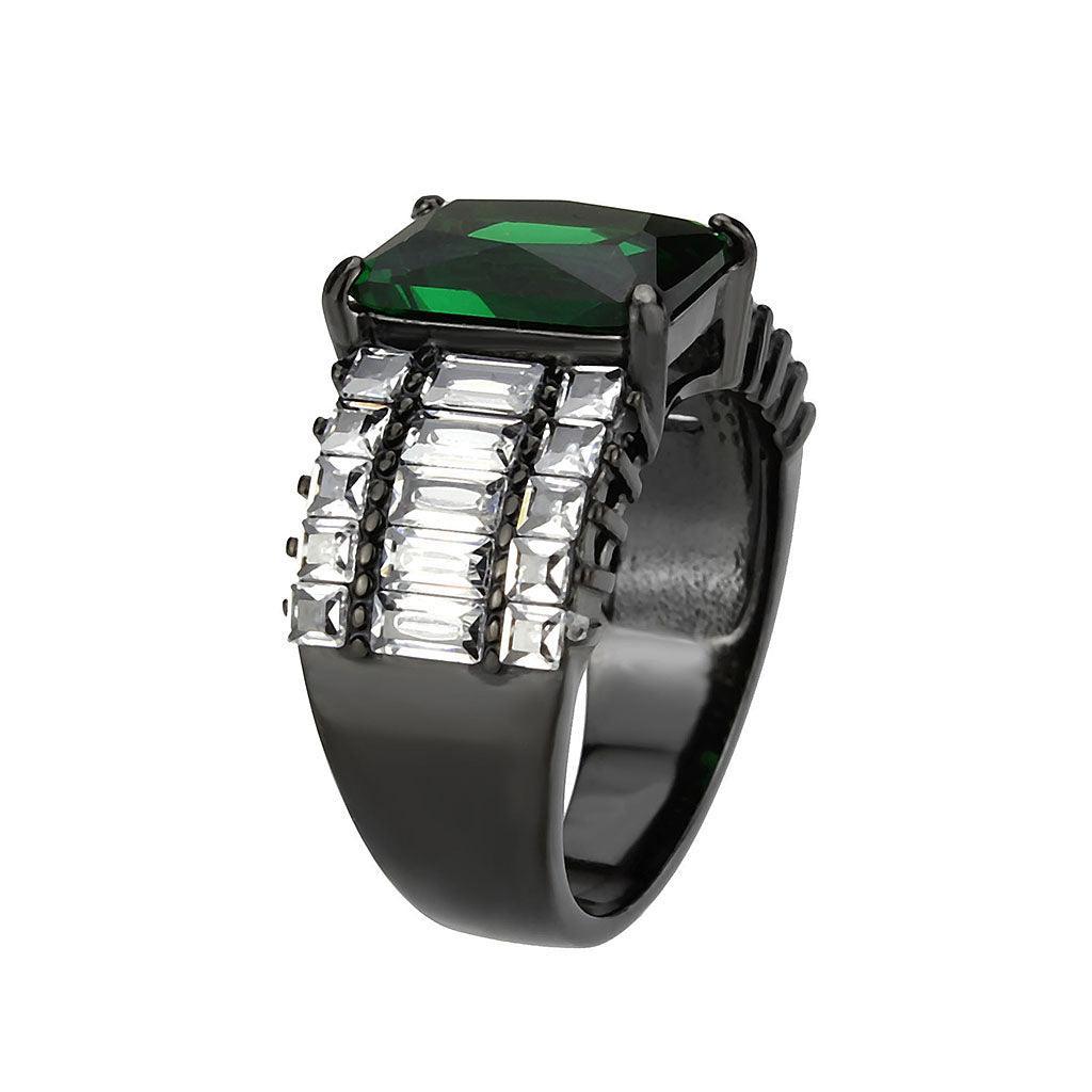 Womens Light Black Ring Anillo Para Mujer Stainless Steel Ring in Emerald Dency - Jewelry Store by Erik Rayo