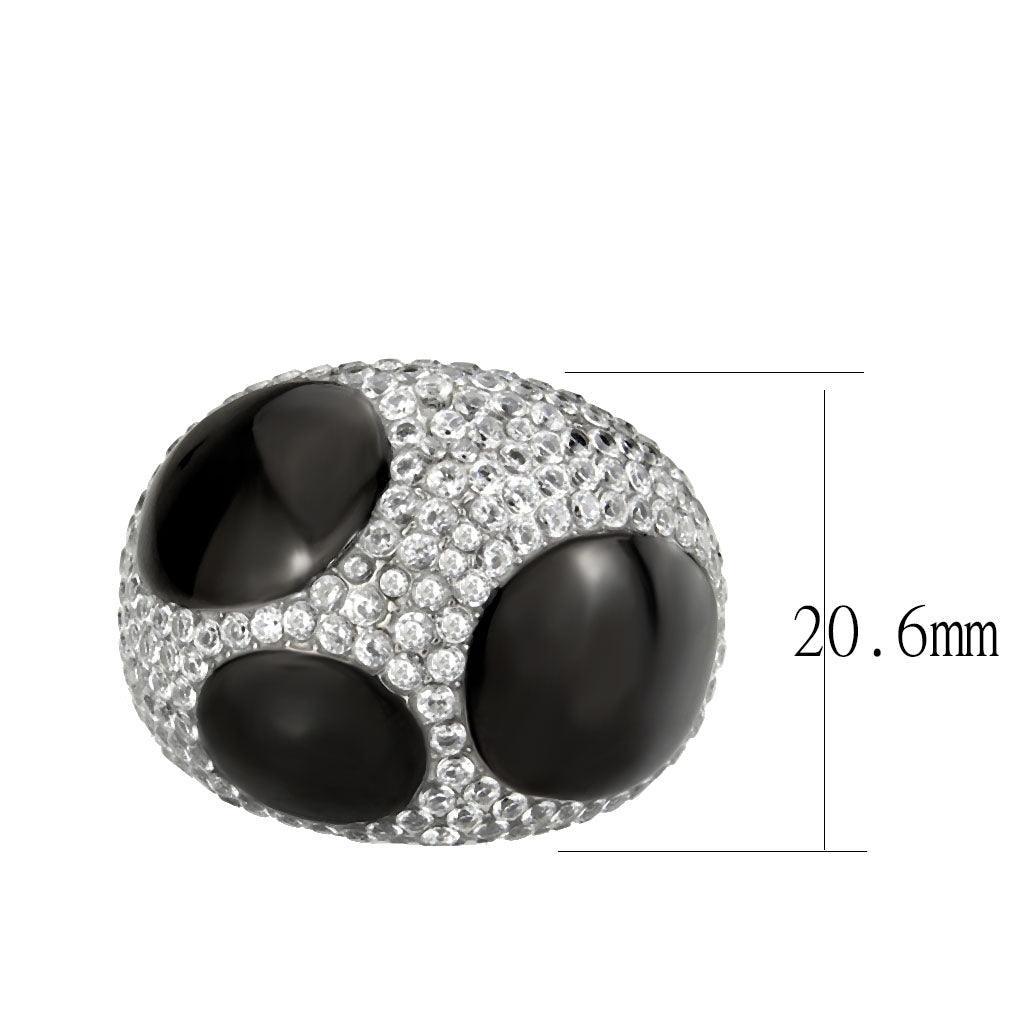 Womens Light Black Ring Anillo Para Mujer Stainless Steel Ring ith AAA Grade CZ in Clear Miriamn - Jewelry Store by Erik Rayo