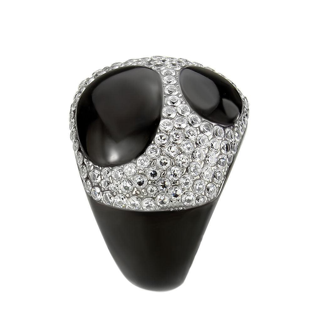 Womens Light Black Ring Anillo Para Mujer Stainless Steel Ring ith AAA Grade CZ in Clear Miriamn - Jewelry Store by Erik Rayo