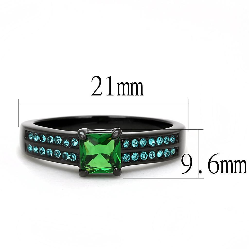 Light Black Rings for Women Anillo Para Mujer Stainless Steel Ring Synthetic Glass in Emerald Hartley - Jewelry Store by Erik Rayo