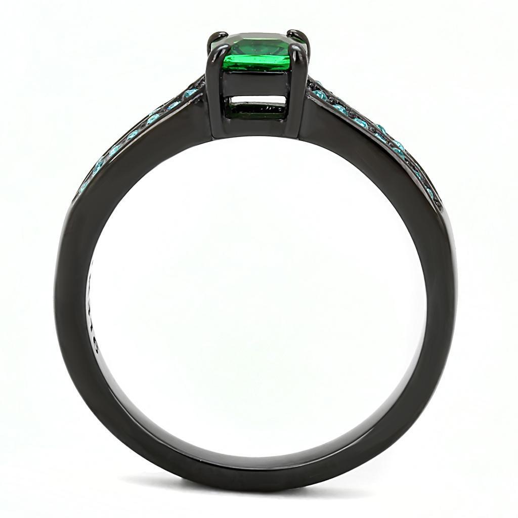 Light Black Rings for Women Anillo Para Mujer Stainless Steel Ring Synthetic Glass in Emerald Hartley - Jewelry Store by Erik Rayo