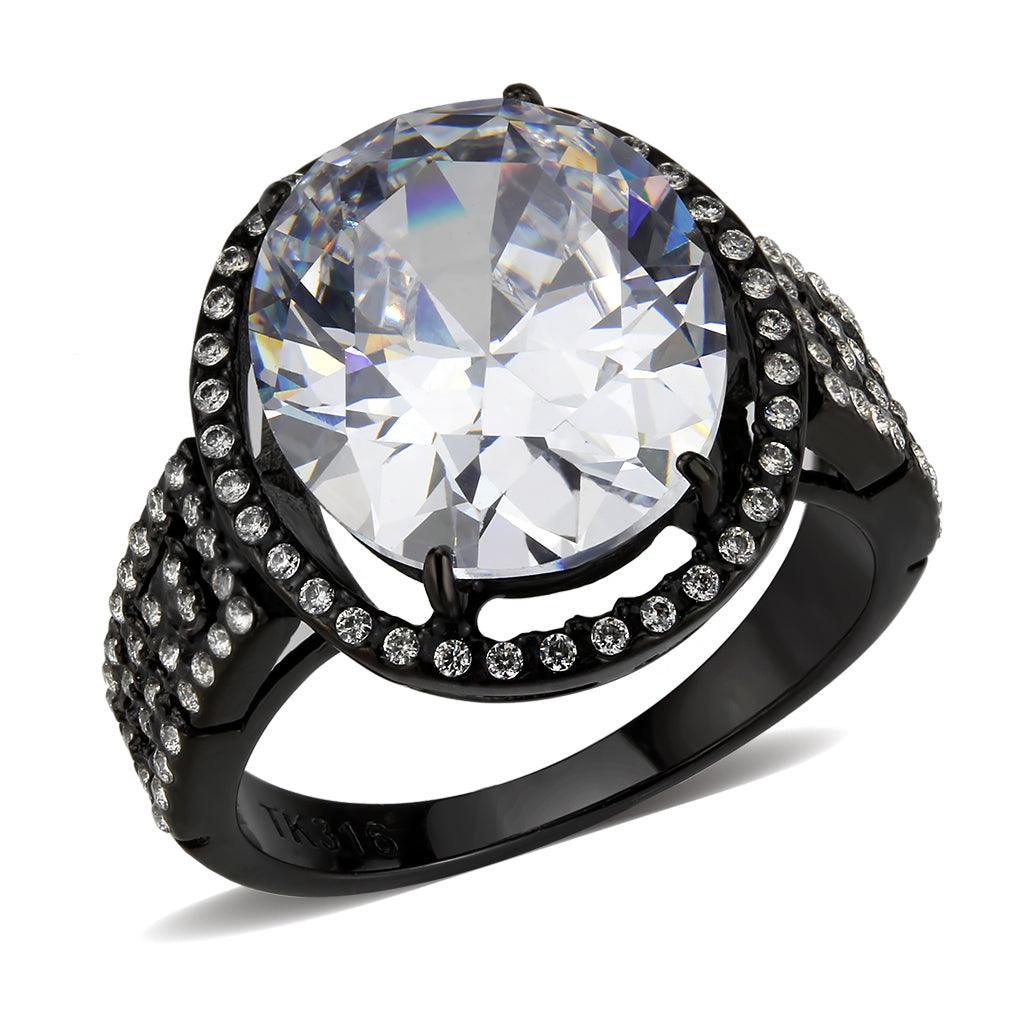 Womens Light Black Ring Anillo Para Mujer Stainless Steel Ring with AAA Grade CZ in Clear Beny - Jewelry Store by Erik Rayo