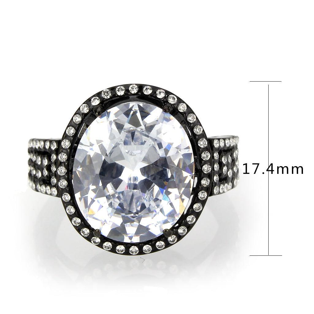 Womens Light Black Ring Anillo Para Mujer Stainless Steel Ring with AAA Grade CZ in Clear Beny - Jewelry Store by Erik Rayo