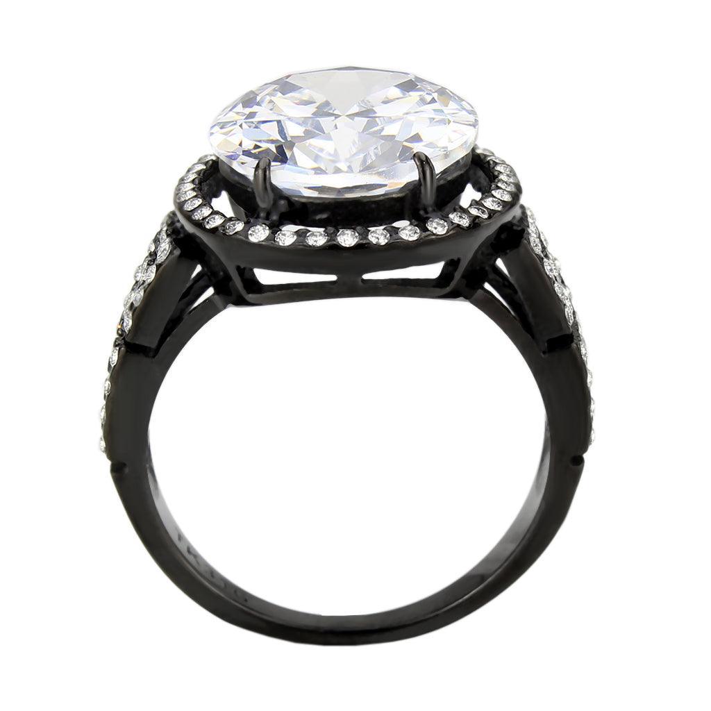 Womens Light Black Ring Anillo Para Mujer Stainless Steel Ring with AAA Grade CZ in Clear Beny - Jewelry Store by Erik Rayo