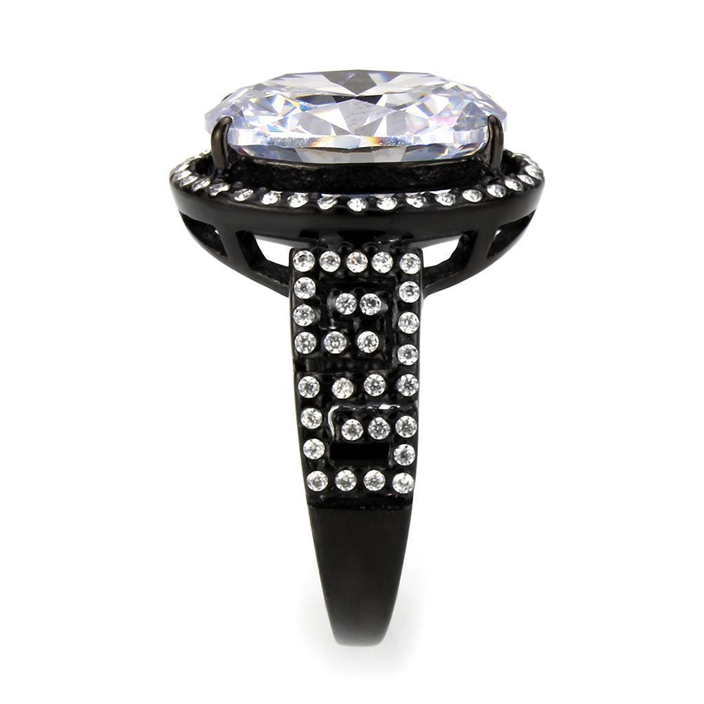 Womens Light Black Ring Anillo Para Mujer Stainless Steel Ring with AAA Grade CZ in Clear Beny - Jewelry Store by Erik Rayo