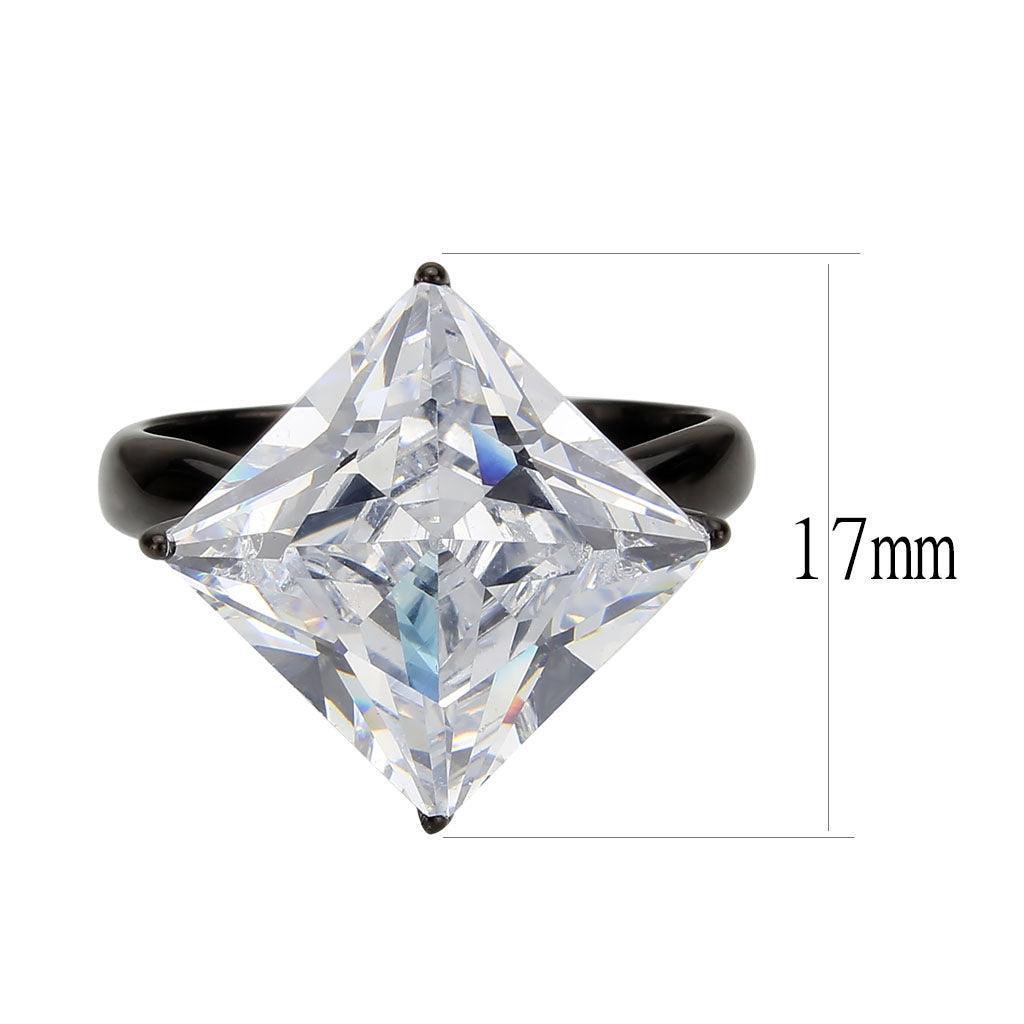 Womens Light Black Ring Anillo Para Mujer Stainless Steel Ring with AAA Grade CZ in Clear Beth - Jewelry Store by Erik Rayo