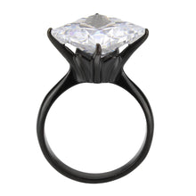 Load image into Gallery viewer, Womens Light Black Ring Anillo Para Mujer Stainless Steel Ring with AAA Grade CZ in Clear Beth - Jewelry Store by Erik Rayo
