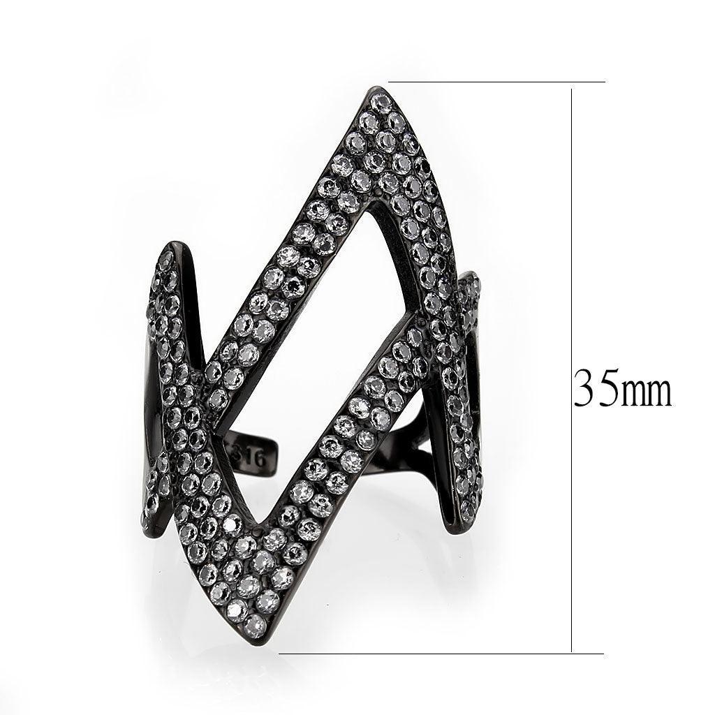 Womens Light Black Ring Anillo Para Mujer Stainless Steel Ring with AAA Grade CZ in Clear Damaris - Jewelry Store by Erik Rayo