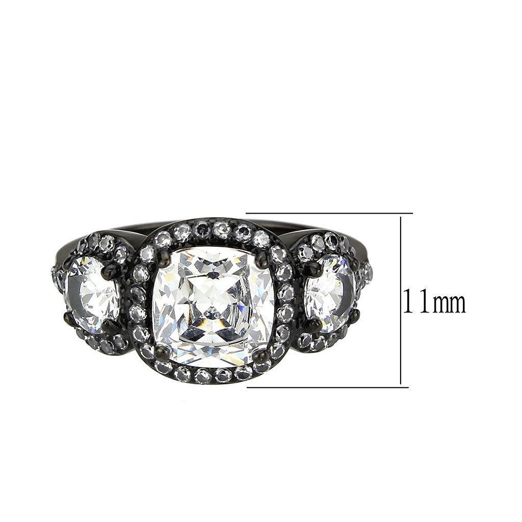 Womens Light Black Ring Anillo Para Mujer Stainless Steel Ring with AAA Grade CZ in Clear Faith - Jewelry Store by Erik Rayo