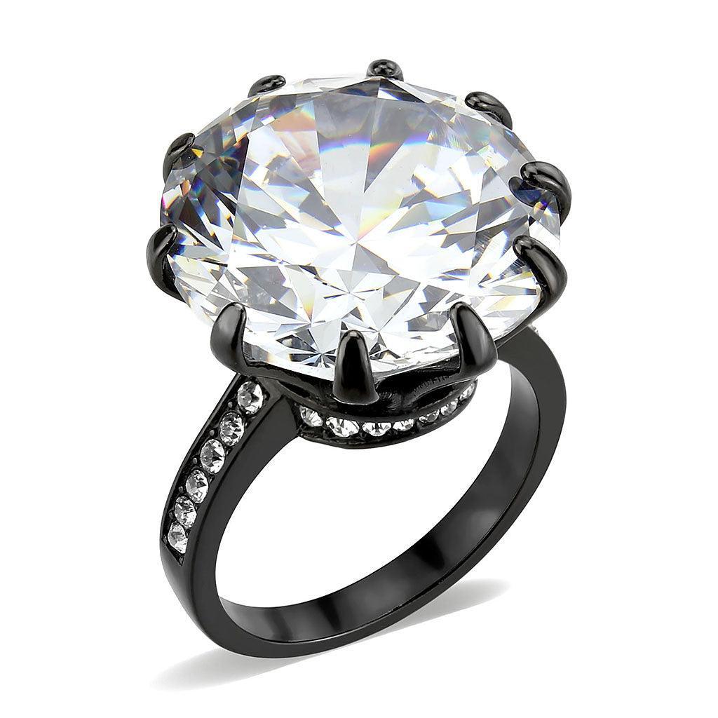 Womens Light Black Ring Anillo Para Mujer Stainless Steel Ring with AAA Grade CZ in Clear Hannah - Jewelry Store by Erik Rayo