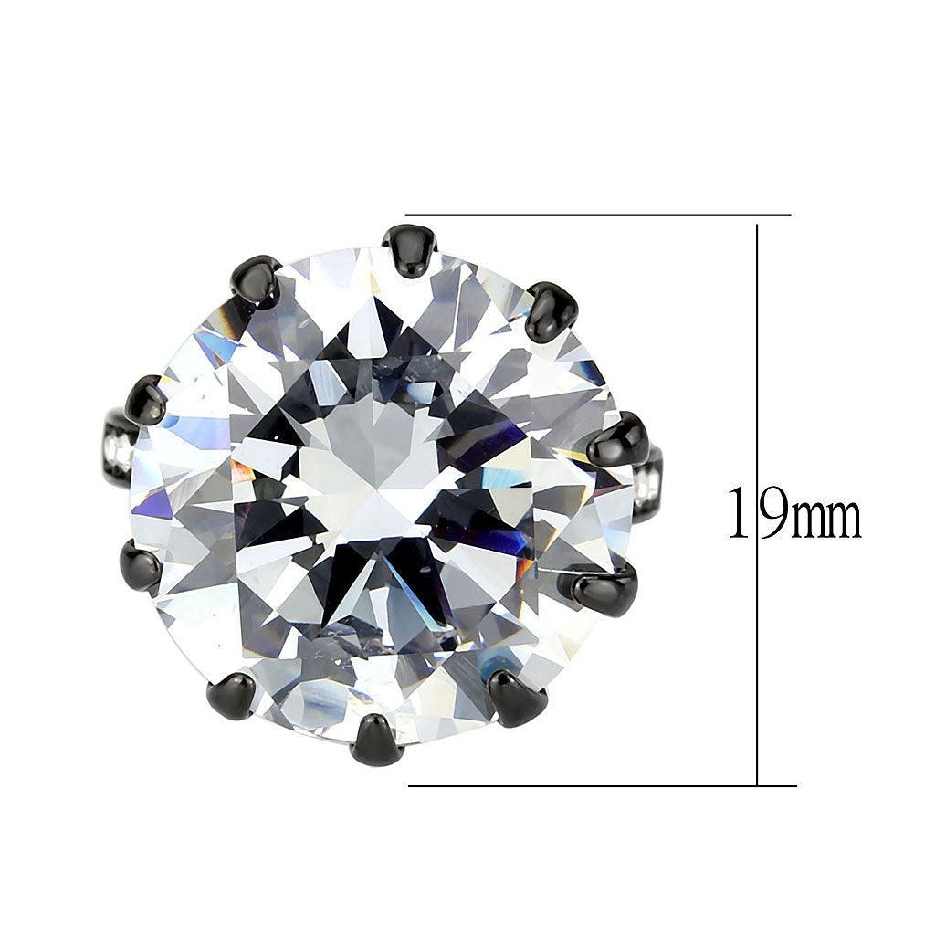 Womens Light Black Ring Anillo Para Mujer Stainless Steel Ring with AAA Grade CZ in Clear Hannah - Jewelry Store by Erik Rayo