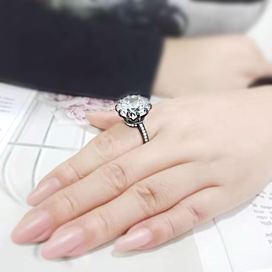 Womens Light Black Ring Anillo Para Mujer Stainless Steel Ring with AAA Grade CZ in Clear Hannah - Jewelry Store by Erik Rayo
