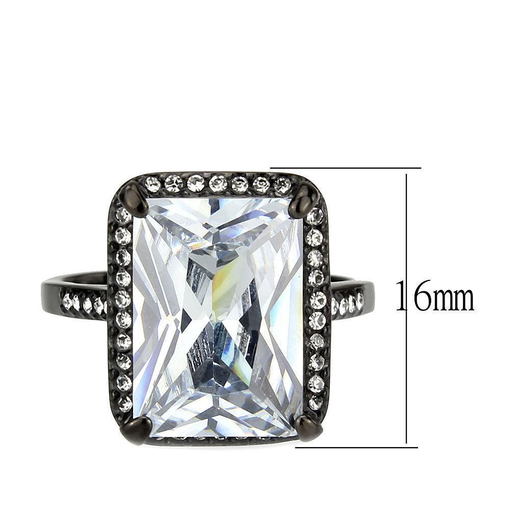 Womens Light Black Ring Anillo Para Mujer Stainless Steel Ring with AAA Grade CZ in Clear Ibbie - Jewelry Store by Erik Rayo
