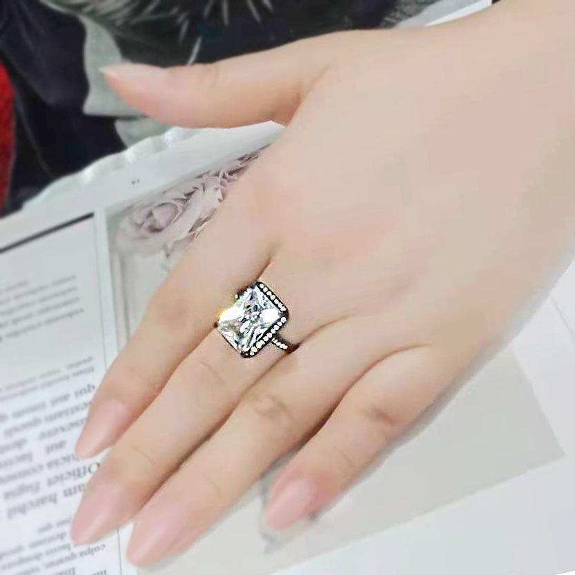 Womens Light Black Ring Anillo Para Mujer Stainless Steel Ring with AAA Grade CZ in Clear Ibbie - Jewelry Store by Erik Rayo