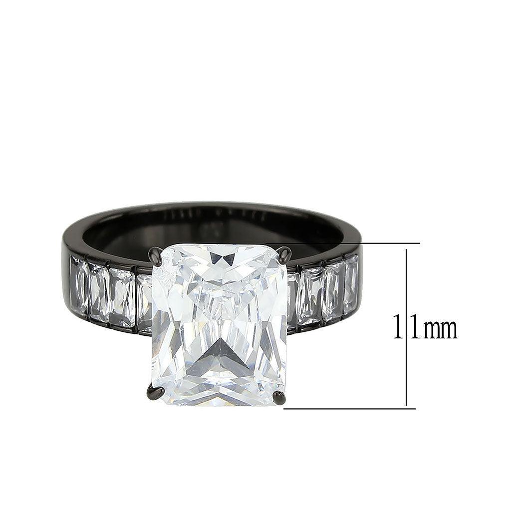 Womens Light Black Ring Anillo Para Mujer Stainless Steel Ring with AAA Grade CZ in Clear Isadora - Jewelry Store by Erik Rayo