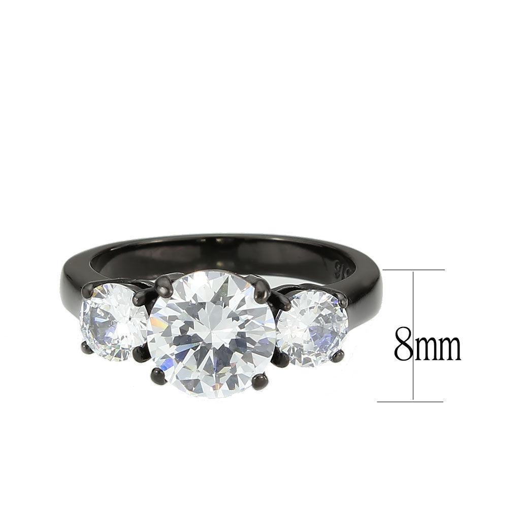 Womens Light Black Ring Anillo Para Mujer Stainless Steel Ring with AAA Grade CZ in Clear Isla - Jewelry Store by Erik Rayo