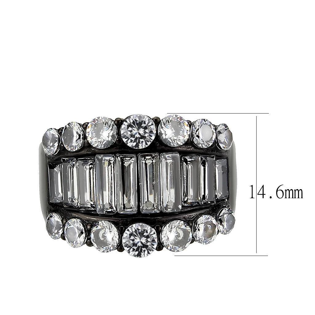 Womens Light Black Ring Anillo Para Mujer Stainless Steel Ring with AAA Grade CZ in Clear Lillian - Jewelry Store by Erik Rayo