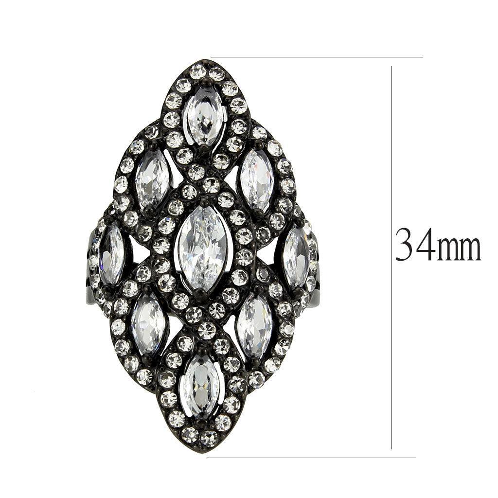 Womens Light Black Ring Anillo Para Mujer Stainless Steel Ring with AAA Grade CZ in Clear Maven - Jewelry Store by Erik Rayo