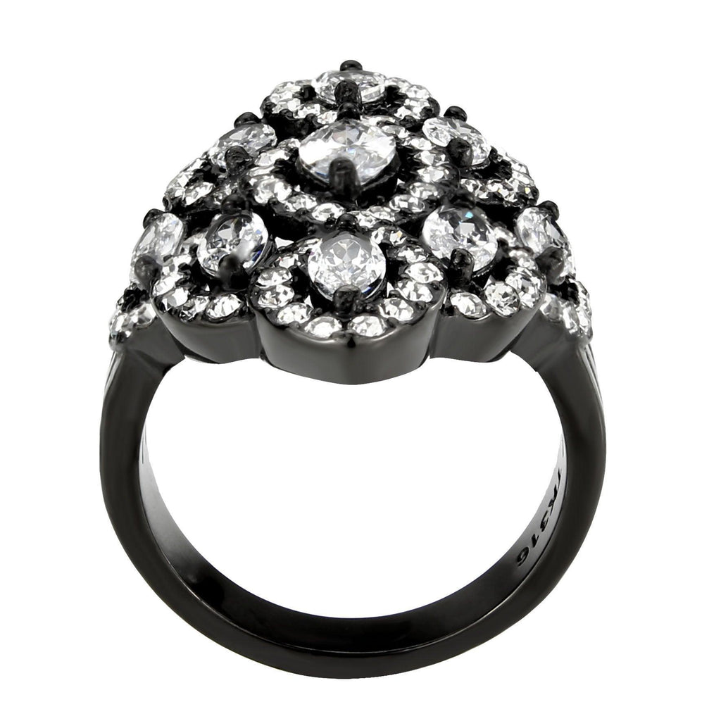 Womens Light Black Ring Anillo Para Mujer Stainless Steel Ring with AAA Grade CZ in Clear Maven - Jewelry Store by Erik Rayo