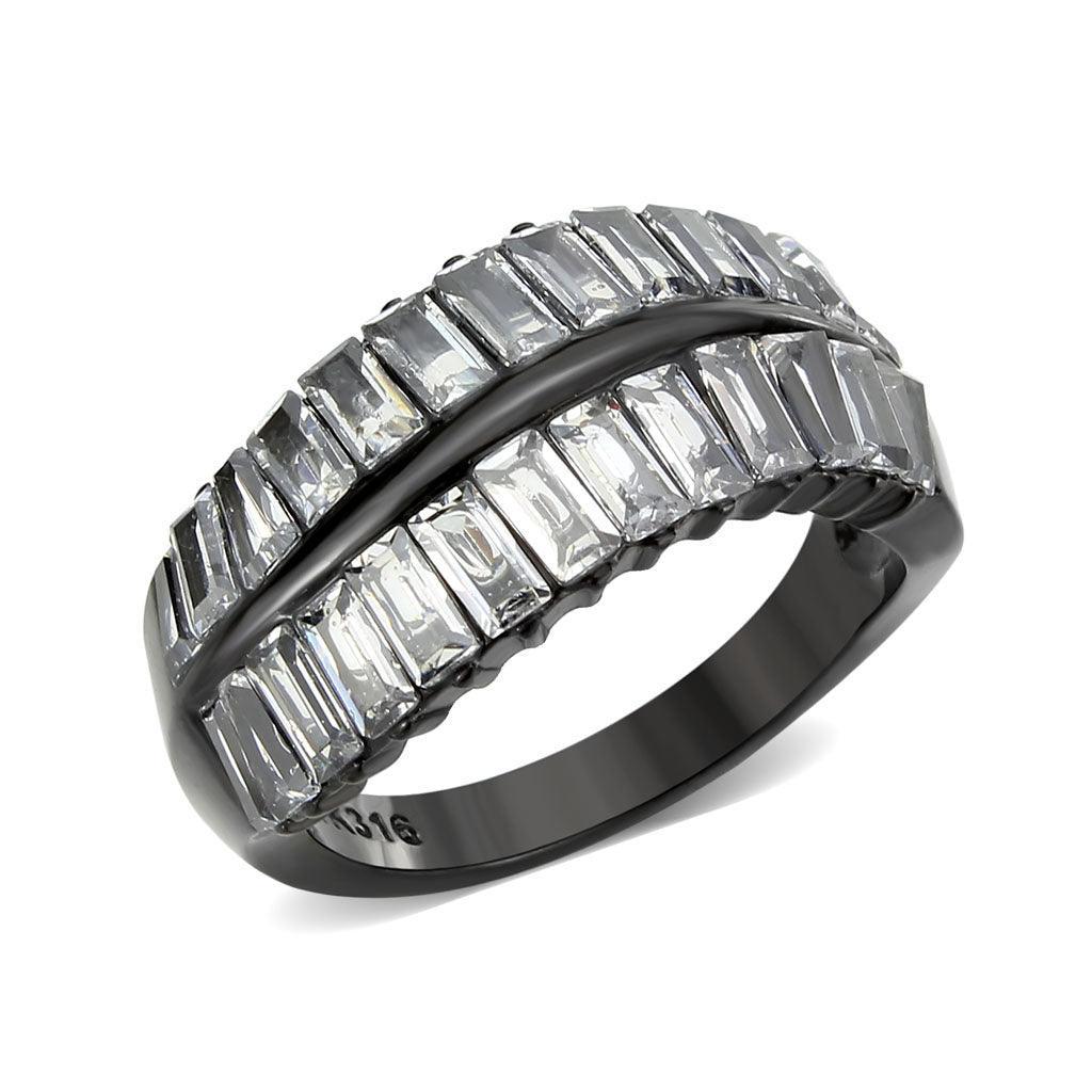 Womens Light Black Ring Anillo Para Mujer Stainless Steel Ring with AAA Grade CZ in Clear Olivia - Jewelry Store by Erik Rayo