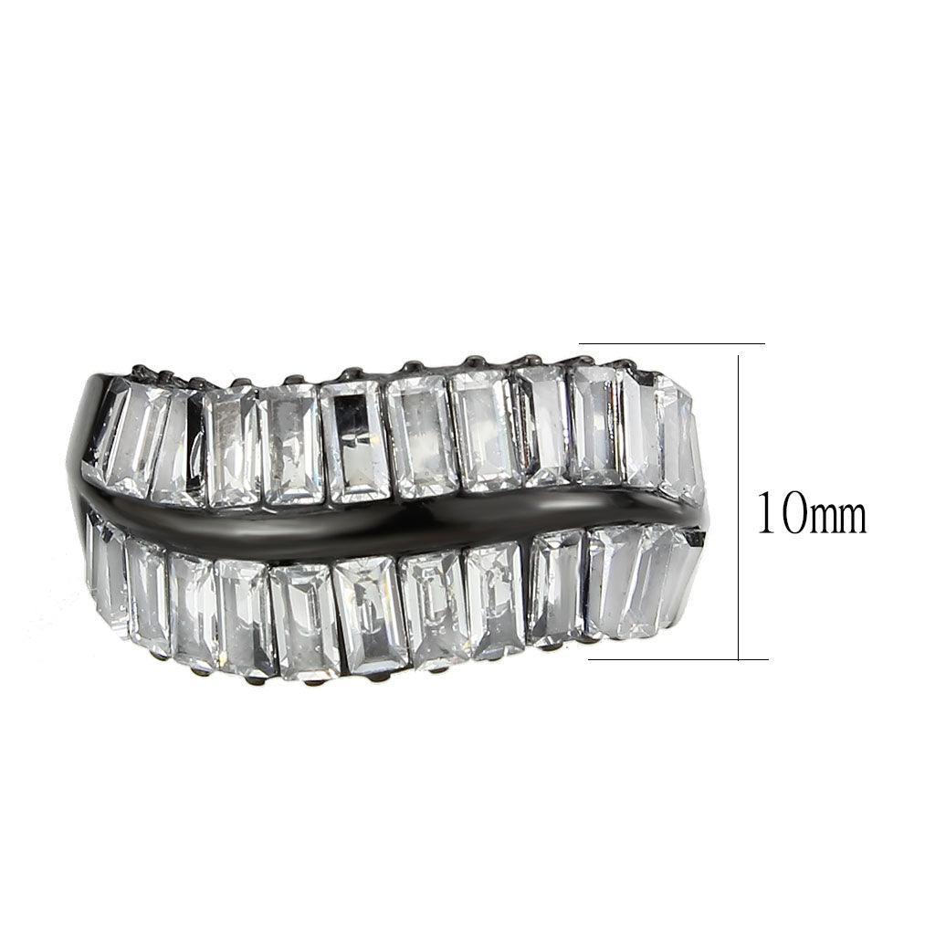 Womens Light Black Ring Anillo Para Mujer Stainless Steel Ring with AAA Grade CZ in Clear Olivia - Jewelry Store by Erik Rayo