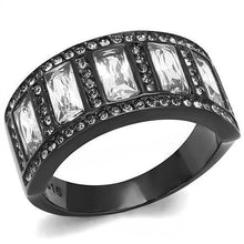 Load image into Gallery viewer, Womens Light Black Ring Anillo Para Mujer Stainless Steel Ring with AAA Grade CZ in Clear Valentina - Jewelry Store by Erik Rayo
