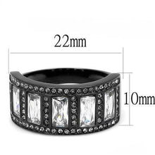 Load image into Gallery viewer, Womens Light Black Ring Anillo Para Mujer Stainless Steel Ring with AAA Grade CZ in Clear Valentina - Jewelry Store by Erik Rayo
