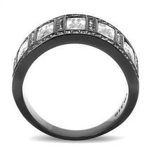 Load image into Gallery viewer, Womens Light Black Ring Anillo Para Mujer Stainless Steel Ring with AAA Grade CZ in Clear Valentina - Jewelry Store by Erik Rayo
