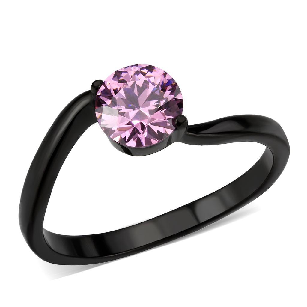 Womens Light Black Ring Anillo Para Mujer Stainless Steel Ring with AAA Grade CZ in Rose Cady - Jewelry Store by Erik Rayo