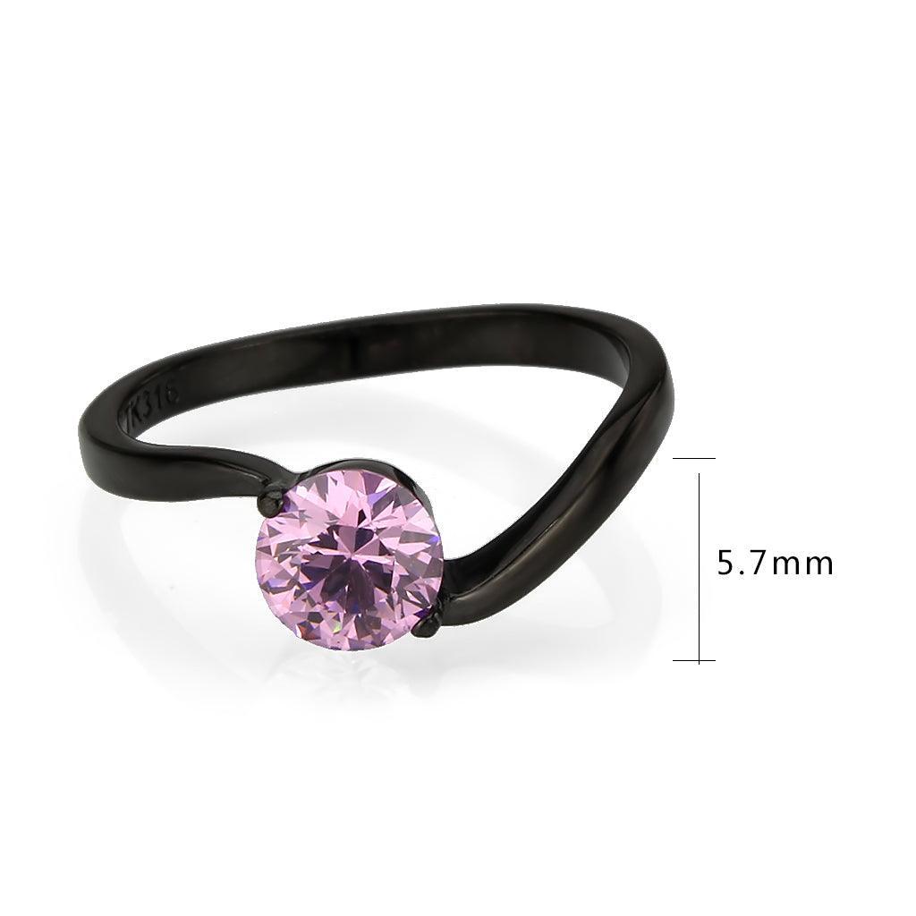 Womens Light Black Ring Anillo Para Mujer Stainless Steel Ring with AAA Grade CZ in Rose Cady - Jewelry Store by Erik Rayo