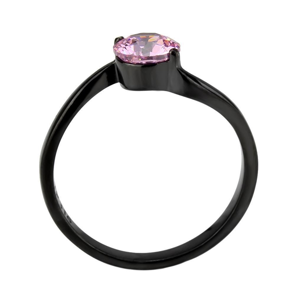 Womens Light Black Ring Anillo Para Mujer Stainless Steel Ring with AAA Grade CZ in Rose Cady - Jewelry Store by Erik Rayo