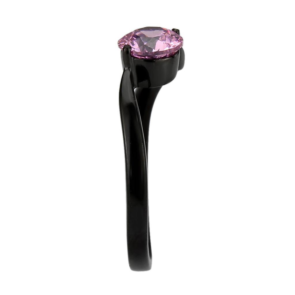 Womens Light Black Ring Anillo Para Mujer Stainless Steel Ring with AAA Grade CZ in Rose Cady - Jewelry Store by Erik Rayo