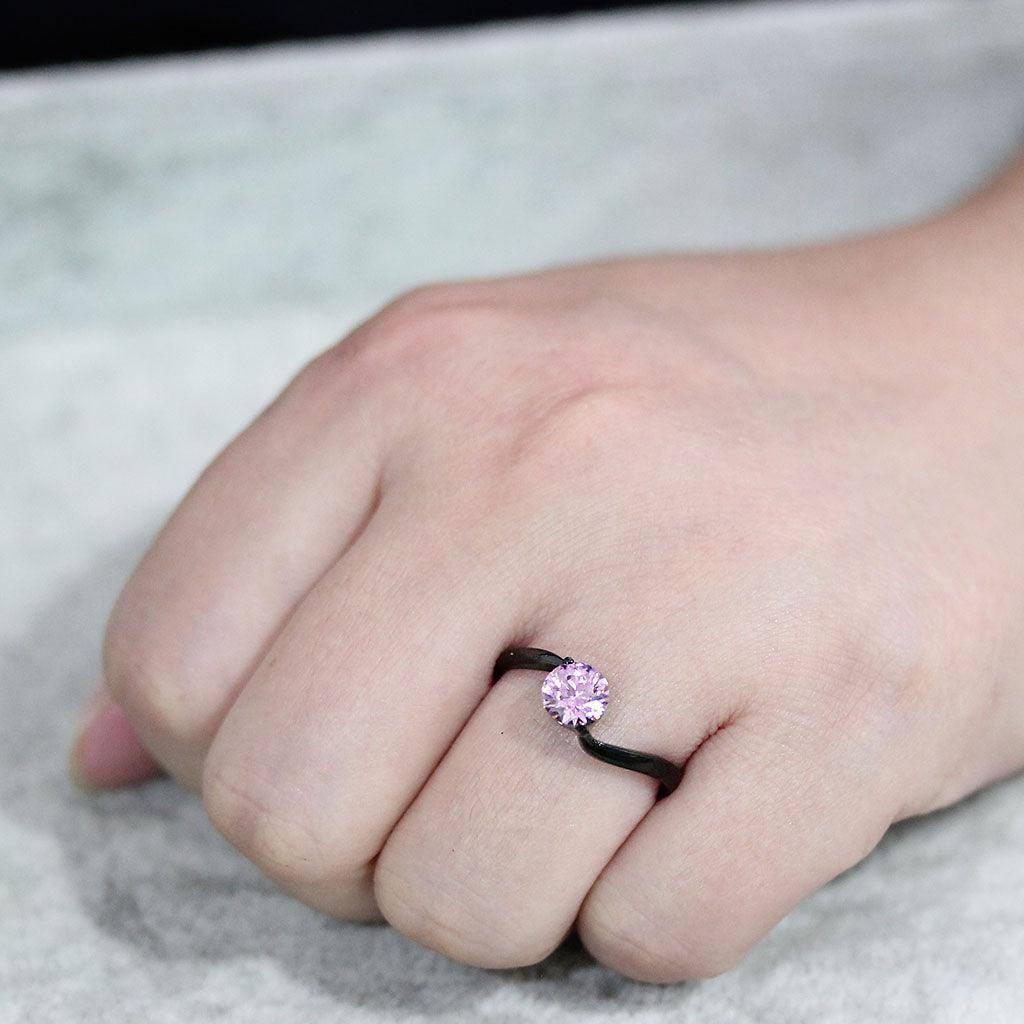 Womens Light Black Ring Anillo Para Mujer Stainless Steel Ring with AAA Grade CZ in Rose Cady - Jewelry Store by Erik Rayo