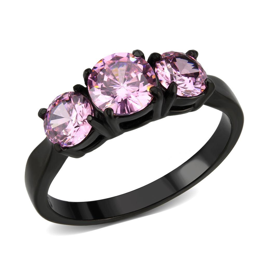 Womens Light Black Ring Anillo Para Mujer Stainless Steel Ring with AAA Grade CZ in Rose Cate - Jewelry Store by Erik Rayo