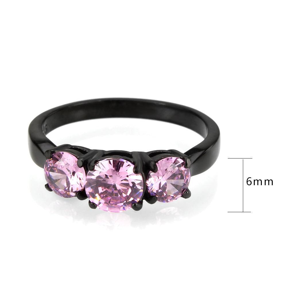 Womens Light Black Ring Anillo Para Mujer Stainless Steel Ring with AAA Grade CZ in Rose Cate - Jewelry Store by Erik Rayo