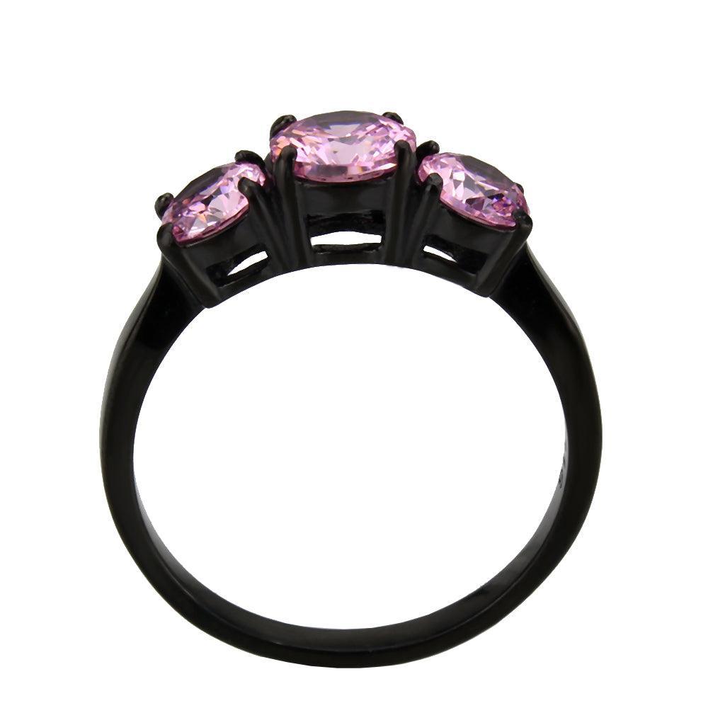 Womens Light Black Ring Anillo Para Mujer Stainless Steel Ring with AAA Grade CZ in Rose Cate - Jewelry Store by Erik Rayo