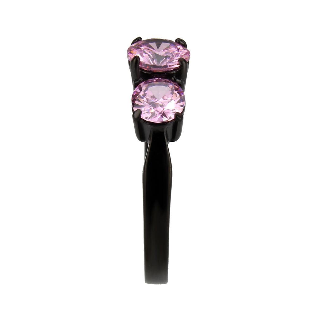 Womens Light Black Ring Anillo Para Mujer Stainless Steel Ring with AAA Grade CZ in Rose Cate - Jewelry Store by Erik Rayo
